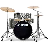 Sonor AQX Stage 5-piece Drum Set with Hardware Pack - Black Midnight Sparkle