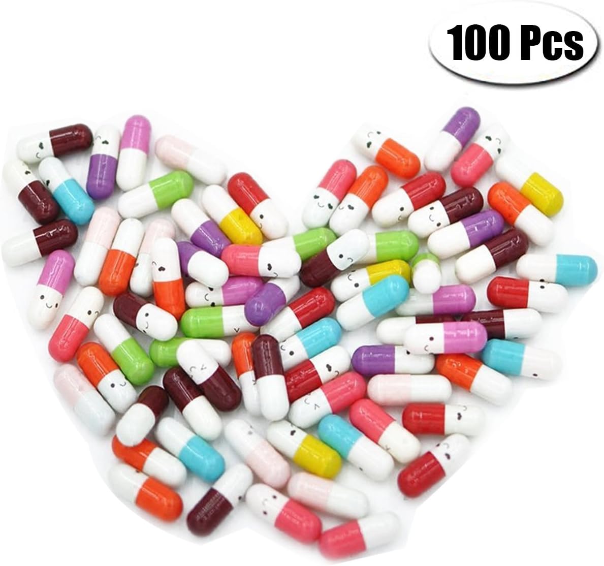 Ranchoman Tiny Message Capsule Letter in a Bottle Cute Friendship Half Pill (Multi-Color, 100 Pieces)