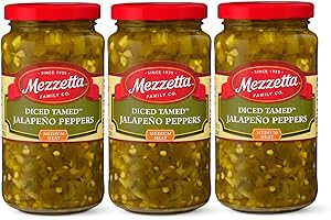 Mezzetta Diced Tamed Jalapeños Combo Pack - Mild Heat Flavor And Texture - Perfect for Mexican Recipes and More - 100% Flavor without Intense Heat - Unique Jalapeno/Bell Pepper Hybrid - 16 fl OZ - Pack of 3