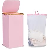 iEGrow Laundry Hamper with Lid, 110L Large Laundry Basket with Handle and Lid, Collapsible Clothes Basket Organizer with Remo
