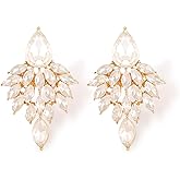 ATIMIGO Rhinestone Cluster Drop Earrings Elegant Crystal Statement Earrings Bridal Wedding Prom Earrings for Women