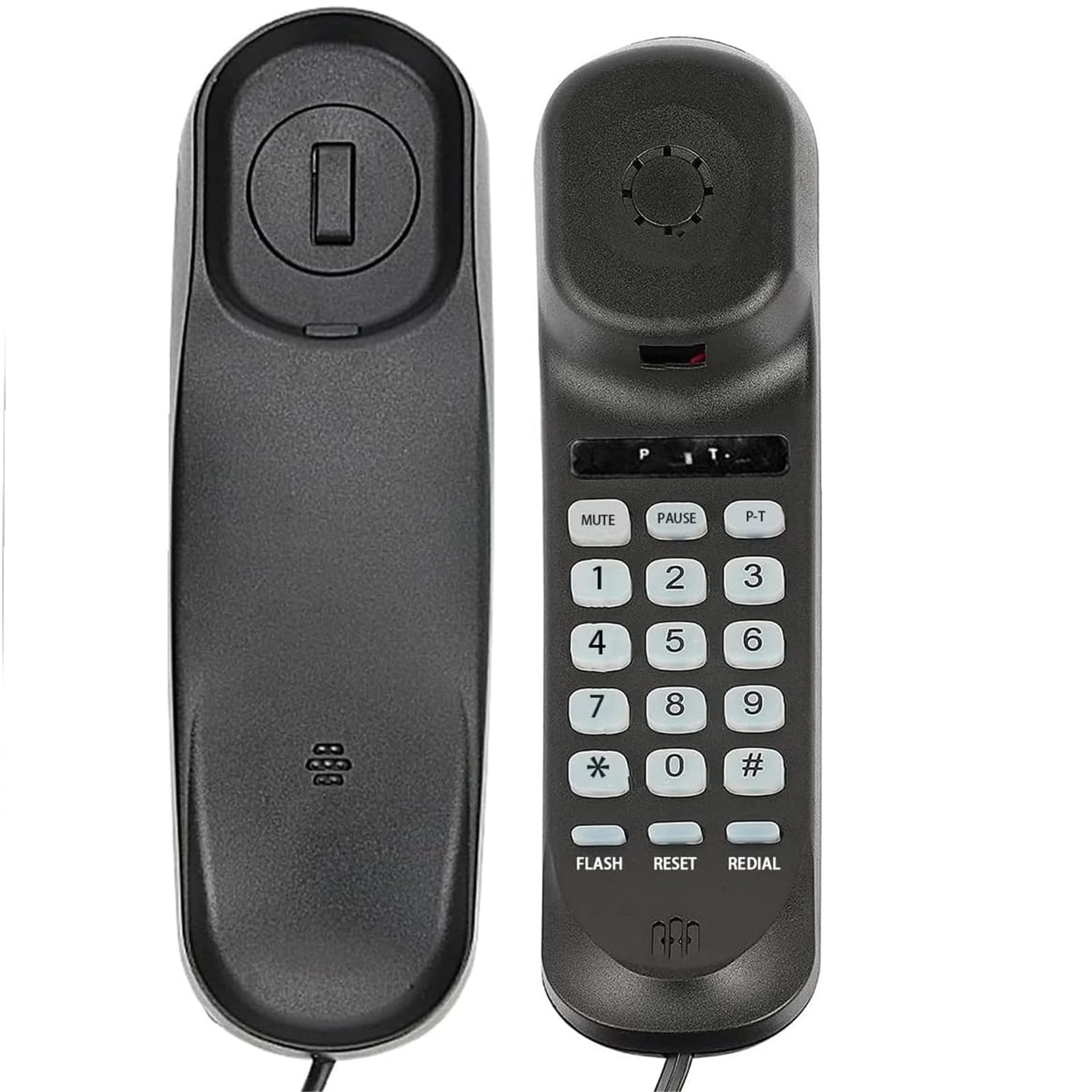 Corded House Phones Landline, Wall Mountable Or Desk Landline Telephone, Dial Pad on Base unit Home Phone, Landline Phones Last Number Redial, Pause, Flash for Office, Hotel, Home, Bathroom -Black