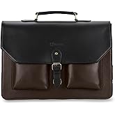 RASHKI TASCA - Office Bag | Work Breifcase| 15.6" Laptop Compartment | Detachable and adjustable Shoulder Strap | Professional Bag (BLACK & BROWN)