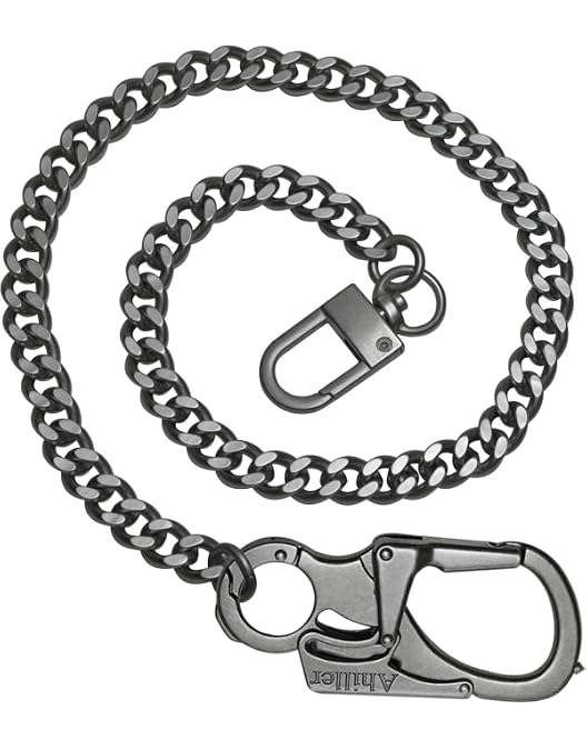 20" Heavy Duty Biker Wallet Chain With Locking Clasp – Thick Metal Link, Silver, Men’s Key Chain Accessory