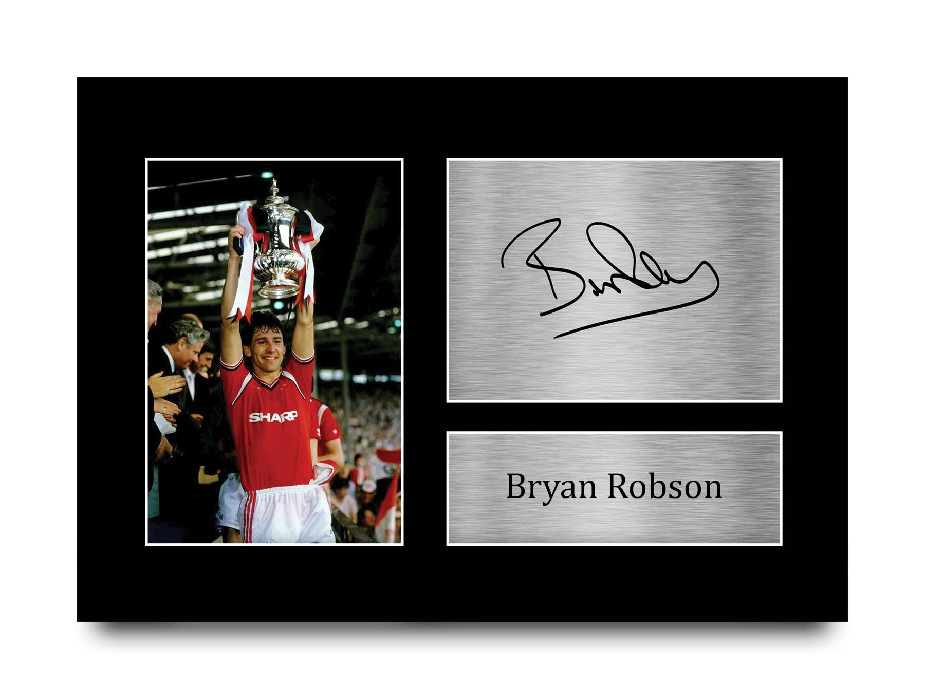 HWC Trading Bryan Robson Gift Signed A4 Printed Autograph Gifts Photo Display