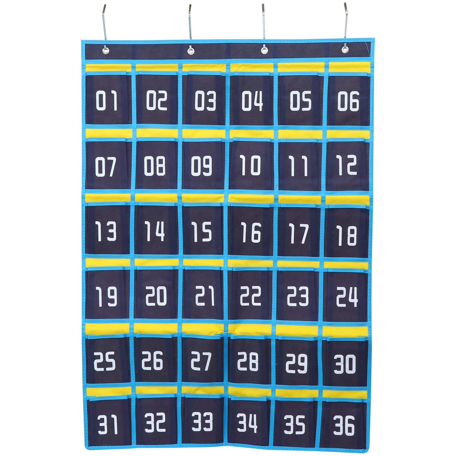 ULTECHNOVO Classroom Numbered Storage Bag,36 Numbered Pocket Chart Wall Hanging Storage Bag, Classroom Pocket Chart Calculator Holder For Cell Phones Holder Wall Door Hanging Organizer (Dark Blue)