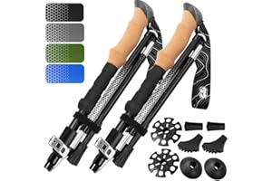 HIKER HUNGER OUTFITTERS Premium Foldable Hiking Poles by USA Brand - Adjustable, Lightweight Trekking Poles Made of Aircraft Aluminum, Metal Flip Locks & Comfortable Real Cork Grips