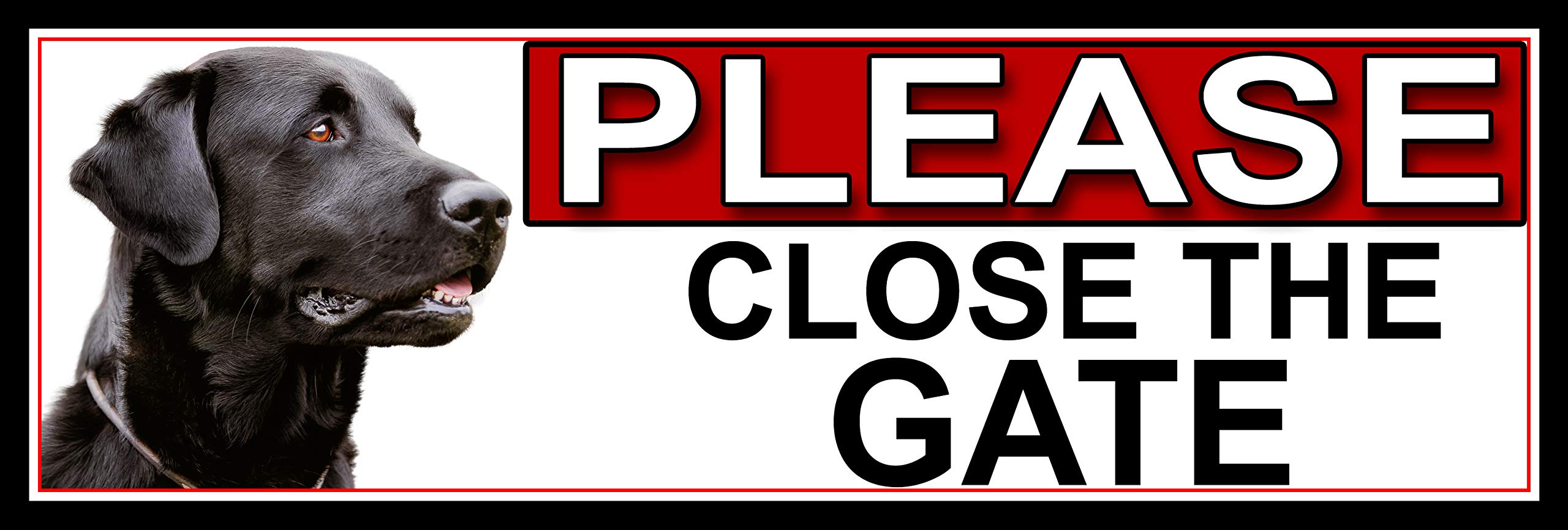 SHAWPRINT Black Labrador PLEASE CLOSE THE GATE METAL GATE SIGN 266mm x 87m. (833H2)