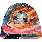 Parprinty Funny Fire Beanie Hats for Boys Daily Outdoor Casual Warm Cuffed Knit Beanies Soft Winter Hat Cap