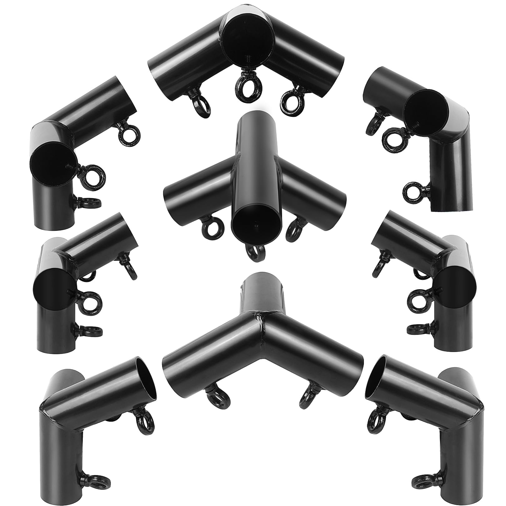 Aoneky 6 Leg Style 1 3/8'' Carport Canopy Pipe Fittings Couplers, Metal Connectors with Locking Screws for High Peak Carport Awnings Tent Greenhouse Frame, 9 Pcs