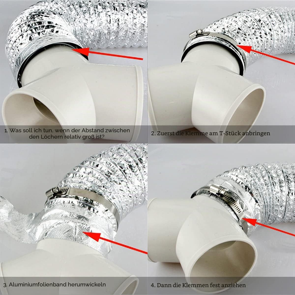 Abluftschlauch Adapter Lüftungsrohr Verbinder abluftschlauch verbinder Drei-Wege Rohrverbinder Lüftungsrohr 3 Wege Schlauchadapter Splitter für Schlauch(10 cm) 4