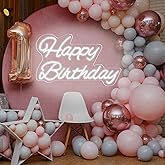 Happy Birthday Neon Sign 16 Inch Reusable Happy Birthday LED Light Up Sign with Dimmable ON/OFF Switch for Birthday Party Backdrop Decoration and Wall Decor and Birthday Gifts