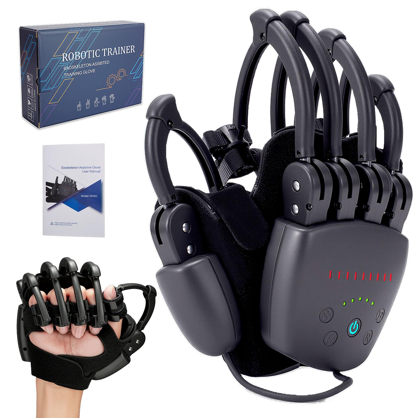 Photo 1 of *USED*
Upgrade Rehabilitation Robot Gloves for Stroke Hemiplegia Recovery, Portable Robotic Hand Glove for Stroke Rehab, Adjustable Strength, 4 Mode (Plug-in Style Without Mirror Training, Right Hand-S)