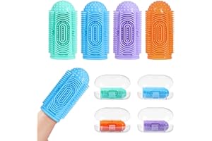 NFSVLB Finger Tooth Brushing Baby Toothbrush 4 Pcs with 4 Travel Storage Case,Food Grade Silicone Baby Finger Toothbrush,Soft Infant Toothbrushes for Toddlers 0-36,Oral Cleaner,Gum Brush