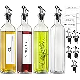 GMISUN Olive Oil Dispenser for Kitchen, 4 Pack 17 fl oz Glass Oil Dispensers Bottle, Cooking Soy Sauce Bottle Container Cruet