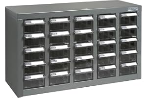 KLETON - KPC-600 Parts Cabinet, Galvanized Steel, 25 Drawers, 23-1/10" x 8-7/10" x 13-4/5", Grey Each
