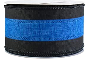 GIFTWRAP ETC. Black and Blue Wired Ribbon - 2 1/2" x 10 Yards, Police Support, Memorial Day, Law Enforcement Appreciation, Thin Blue Line Awareness, Birthday, Fundraiser, 4th of July, Christmas, President's Day