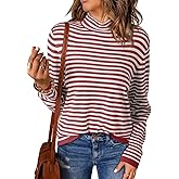 Dokotoo Women's Lightweight Sweaters 2026 Fashion Striped Long Sleeve Sweaters Casual Pullover Turtleneck Sweater Tops