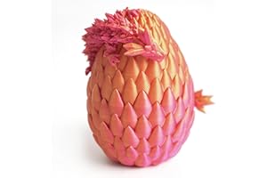 YILCER 3D Printed Dragon Egg, Mystery Crystal Dragon Egg Fidget Toys Surprise, Easter Eggs Articulated Crystal Dragon Eggs with Dragon Inside (A-Red Gold)