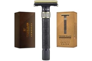VIKINGS BLADE Adjustable Double Edge Safety Razor + Luxury Case. Smooth, Reusable, Eco-Friendly (The Emperor “Augustus”)