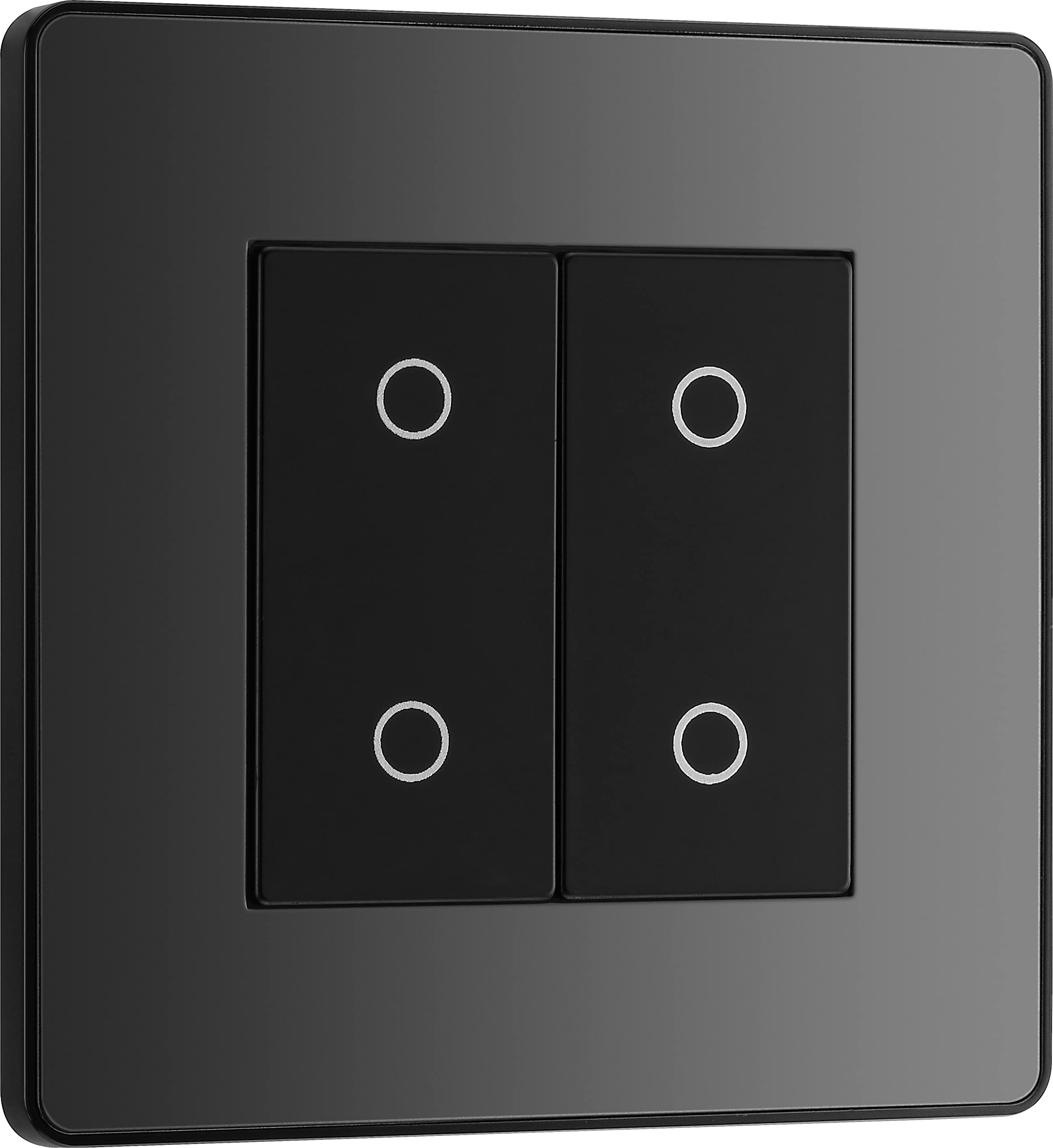 BG Electrical Double Slave/Secondary Touch Dimmer Wall Light Switch, 2-Way, Trailing Edge, Screwless Front Plate, Evolve, Black Chrome, 200W, PCDBCTDS2B