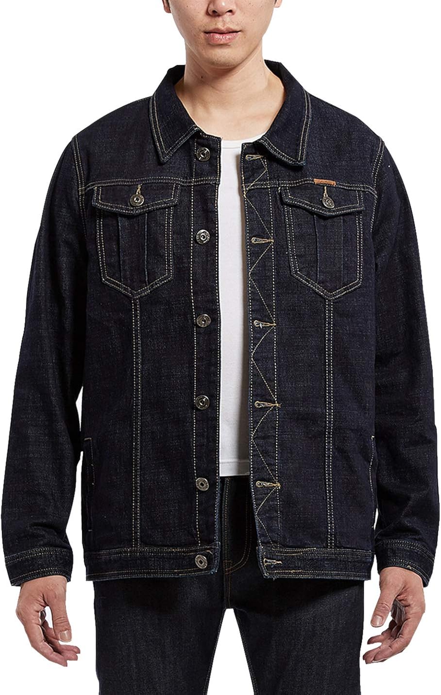 men's dark blue denim jacket
