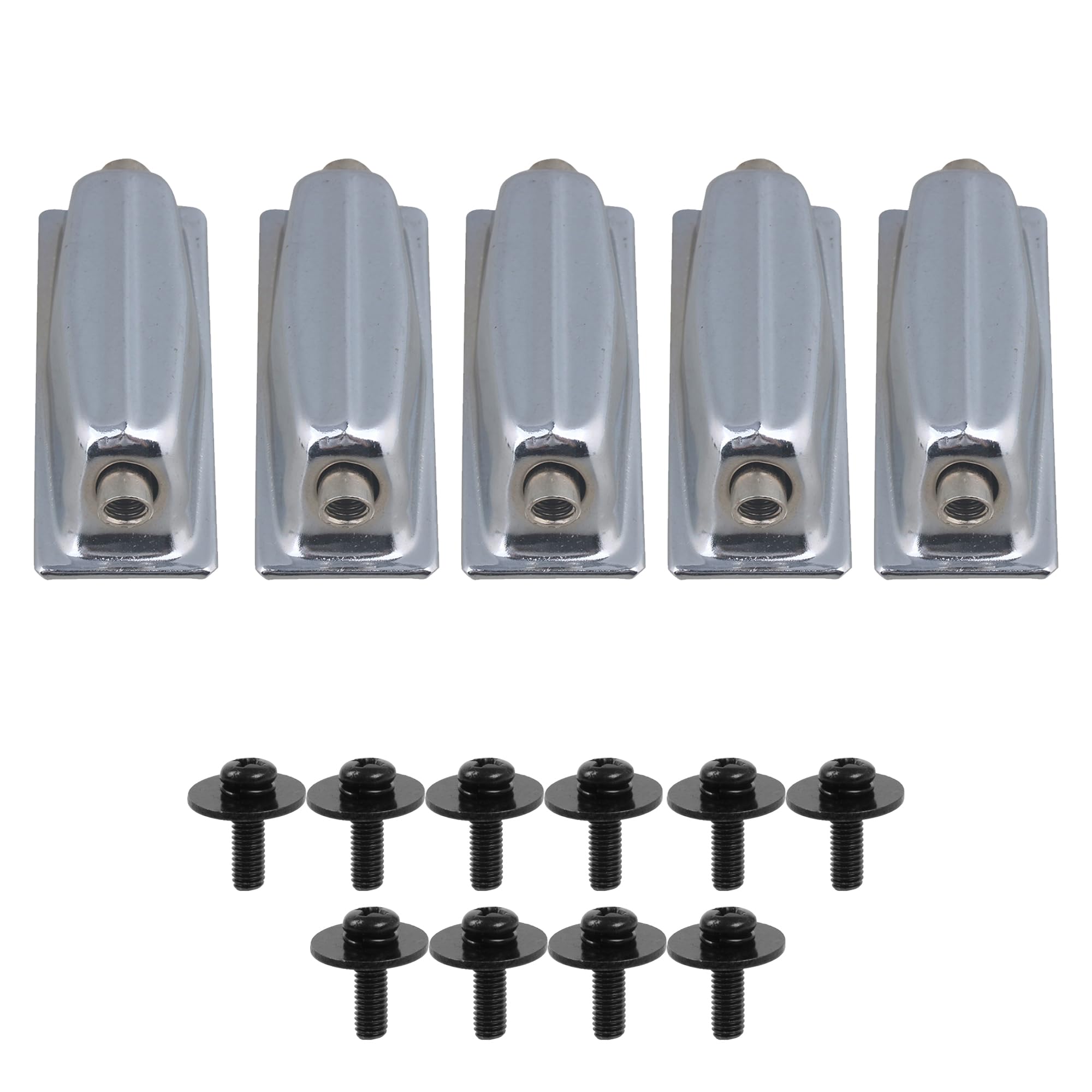 Yibuy 5 Pieces Silver & Black Single End Drum Lugs 1.89" Percussion Part w/ M5 x 16mm Screws