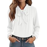 CZYINXIAN Womens Dressy Chiffon Blouse Business Work Casual Tie Neck Shirt Tops