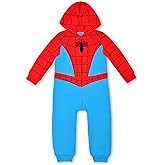 Marvel Hulk, Captain America, Iron Man or Spider-Man Boys Zip Up Hooded Coverall for Infant and Toddler