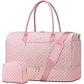Travel Weekender Bags for Women - Duffle Bag Women with Shoe Compartment Carry On Overnight Bag with Toiletry Bag Duffel Bags with Wet Pocket for Gym Hospital Bags for Labor and Delivery Pink