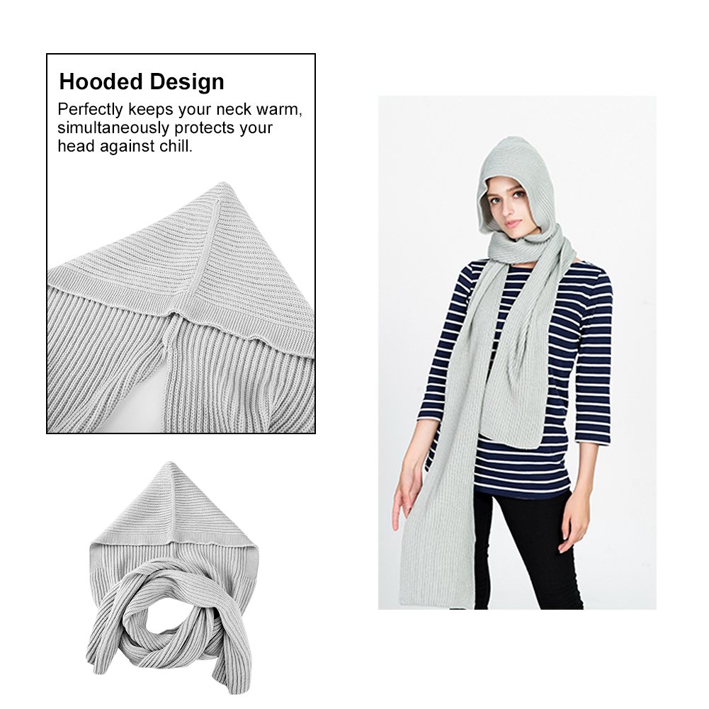 VBG VBIGER Women Hooded Scarf Warm Knit Scarf Fashionable Shawl Wrap