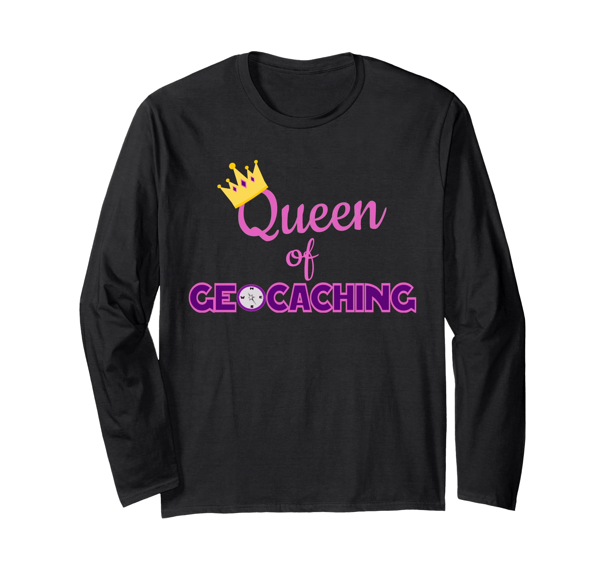 gps inspired Geocaching Queen gift for a geocacher woman Long Sleeve T-Shirt
