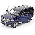 WAKAKAC Toy Car Compatible for 1:24 Escalade SUV Model Car, Alloy Pull Back Diecast Collectible Car with Sounds＆Lights for Kids Boys Girls and Adults, Gift Blue