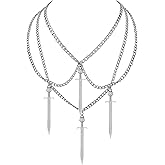 Sacina Grunge Skull Dagger Sword Necklace, Gothic Emo Grunge Necklace, Halloween Christmas Jewelry Gift For Women