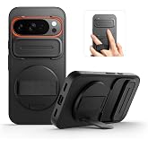 SURITCH for Google Pixel 10 Pro XL Case with 360&deg; Rotatable Hand Strap Phone Grip Holder &amp; Invisible Kickstand &amp; Slide Camera Cover, Protective Cover for Pixel 10 Pro XL -Black
