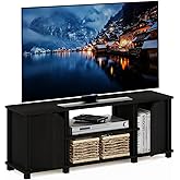 Furinno Brahms TV Stand Entertainment Center with Shelves and Storage for TV Size up to 45 Inch, Espresso/Black