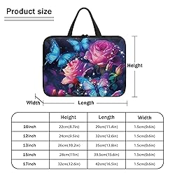 Uasibuni Roses Butterfly Print Slim Laptop Bag for