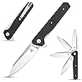 Sitivien ST135 Folding Knife,D2 Steel Blade G10 Handle Outdoor EDC Knife for Hunting Fishing Camping(Black)
