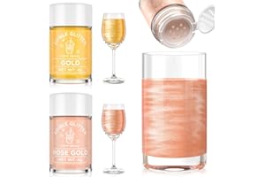Cherrysea Edible Glitter for Drinks Cocktails Food Grade Edible Drink Shimmer Powder for DIY Champagne Beverages Wine 2 Colors Vegan Edible Luster Dust Set 4g/Bottle Gluten Free - Rosegold & Gold