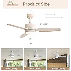 Sofucor 46 inch Ceiling Fans with Lights and