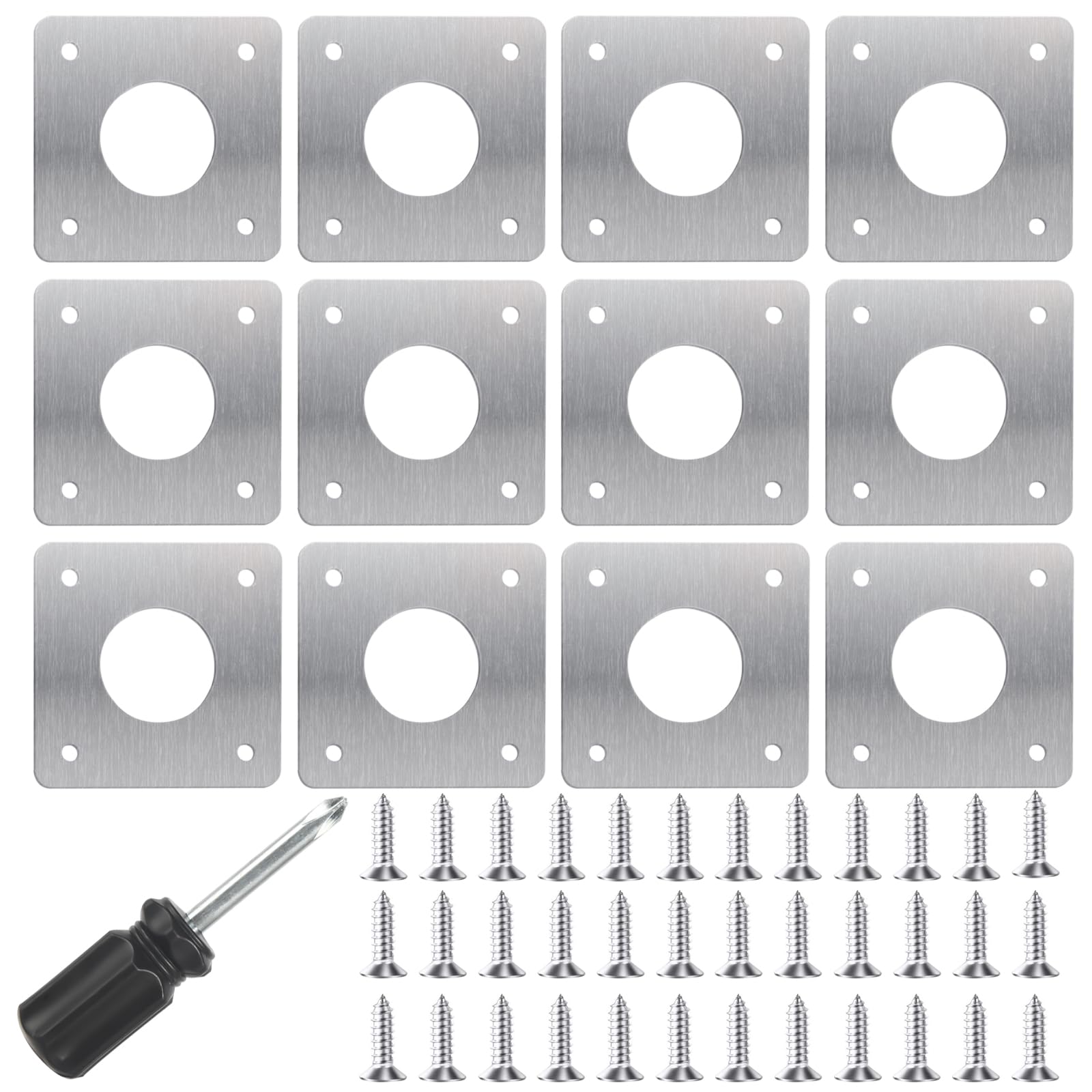 12PCS Bird Nest Box Protection Plates 32mm, Wild Bird Boxes Garden Small Birds Metal Plate, Birdhouses Bird Houses Robin Nest Box Sparrow Nest Box Owl Budgie Swift Stainless Steel Plate (Square)