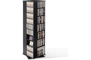 VEVOR Media Storage Cabinet, CD Rack Tower, 34 Compartments Rotating Media Tower Rack for CDs, DVDs, Books and Game Discs, DV