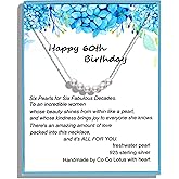 60th Birthday Gifts for Women, Simple White Pearl Necklace Crafted with 6mm Freshwater Cultured Pearl and Sterling Silver Adjustable Cable Chain, Gifts for Women
