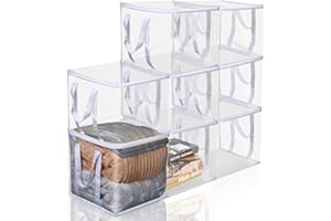 Windyun 8 Pcs Clear Zippered Organizers 12''x12''x12'' Moving Bags with Reinforced Handles Heavy Duty Storage Cube Tote Storage Bags Bins for Clothes Moving Supplies Linens Shoes Closet Organizer