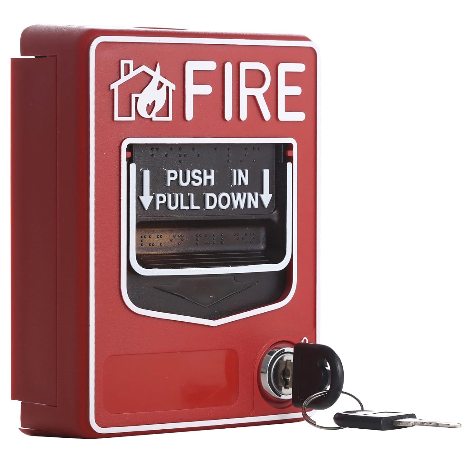 UHPPOTE Wired 9-28VDC Conventional Manual Call Point Fire Reset Push In Pull Down Emergency Alarm Station Dual Action