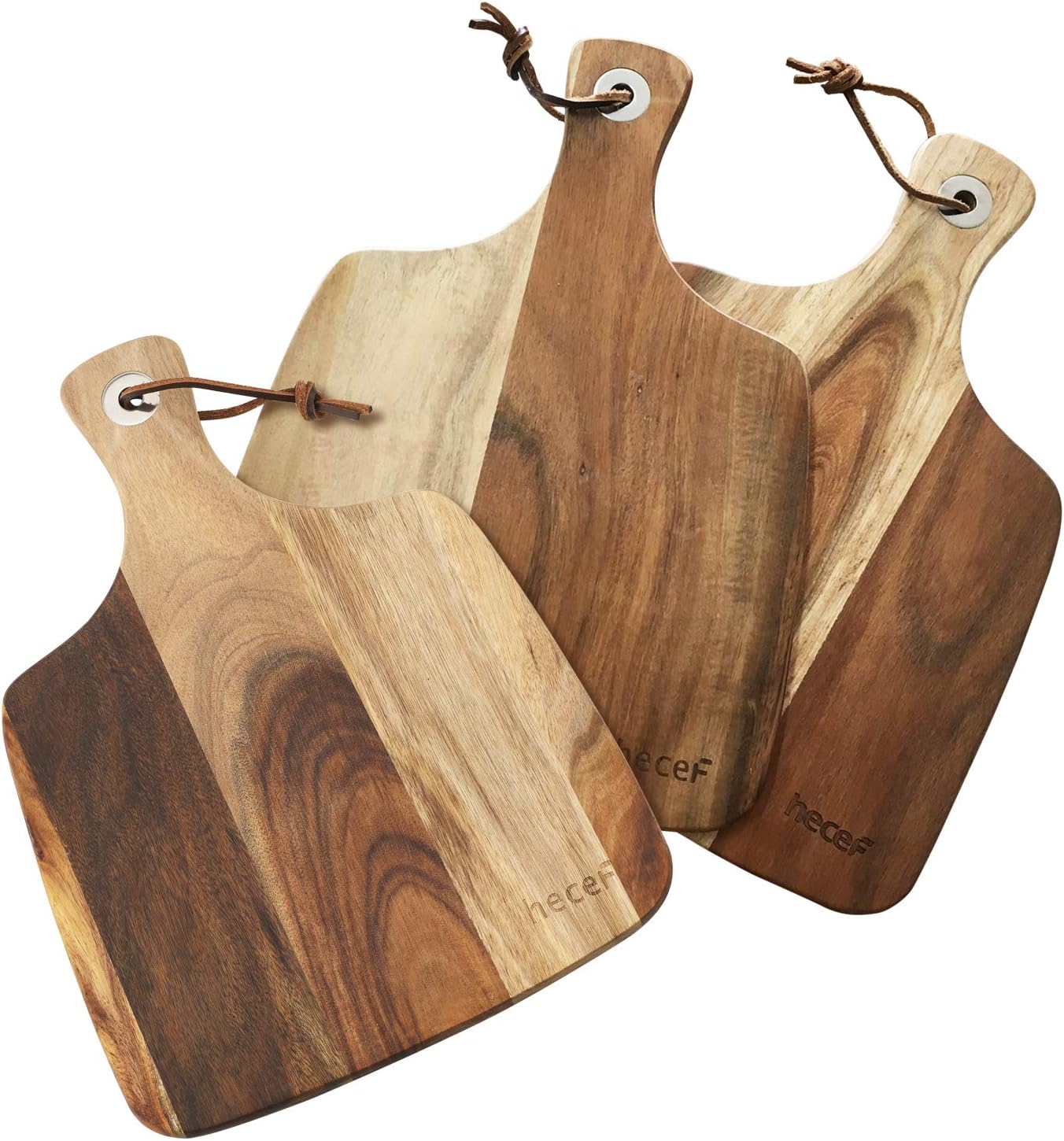 Hecef Cheese Board Set 3,a Acacia Wood Cheese Plate & a Cheese Knife & a Cheese Fork - Image 3