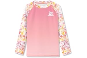 BesserBay Girls Rash Guard UPF 50+ Raglan Sleeve Quick Dry Swim Shirt 4-14 Years