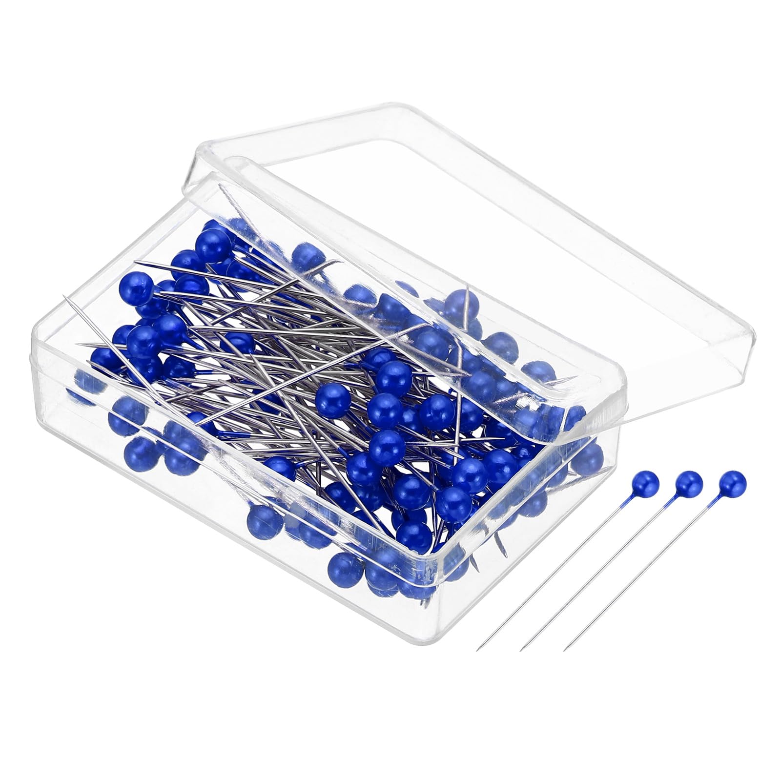 PATIKIL Sewing Pins, 600 Pcs 1.5 Inch Straight Pin with Plastic Pearlized Ball Head for Fabric, Decorative, Jewelry DIY, Craft and Sewing Project, Dark Blue
