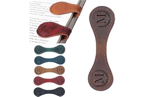 ARTLAZA Personalized Magnetic Leather Bookmark, 26 Letters Custom Leather Bookmarks, Handmade, Leather Magnetic Bookmark for Book Lovers Readers Women Kid(Brown，M）