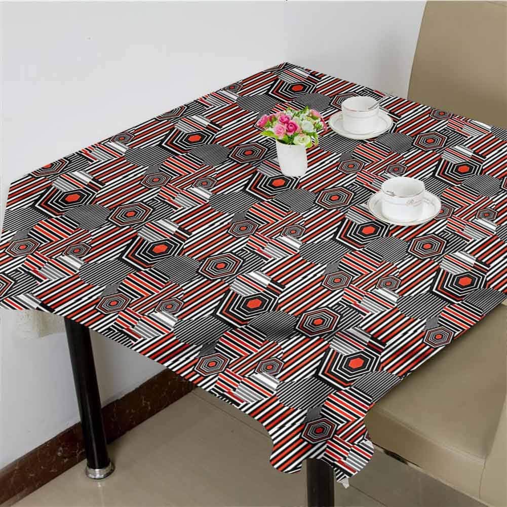 dsdsgog Printed Tablecloth Hexagons Circles Striped,70x70 inch Tulle